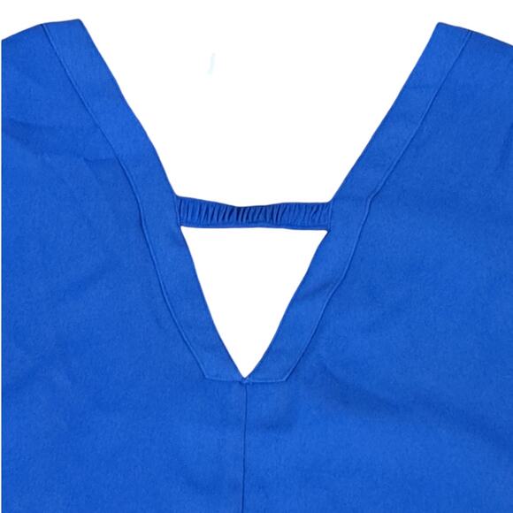 NWT Jack BB Dakota Rayon Crepe Deep V Short Sleeve Blue Shift Dress Size Large - Picture 7 of 7